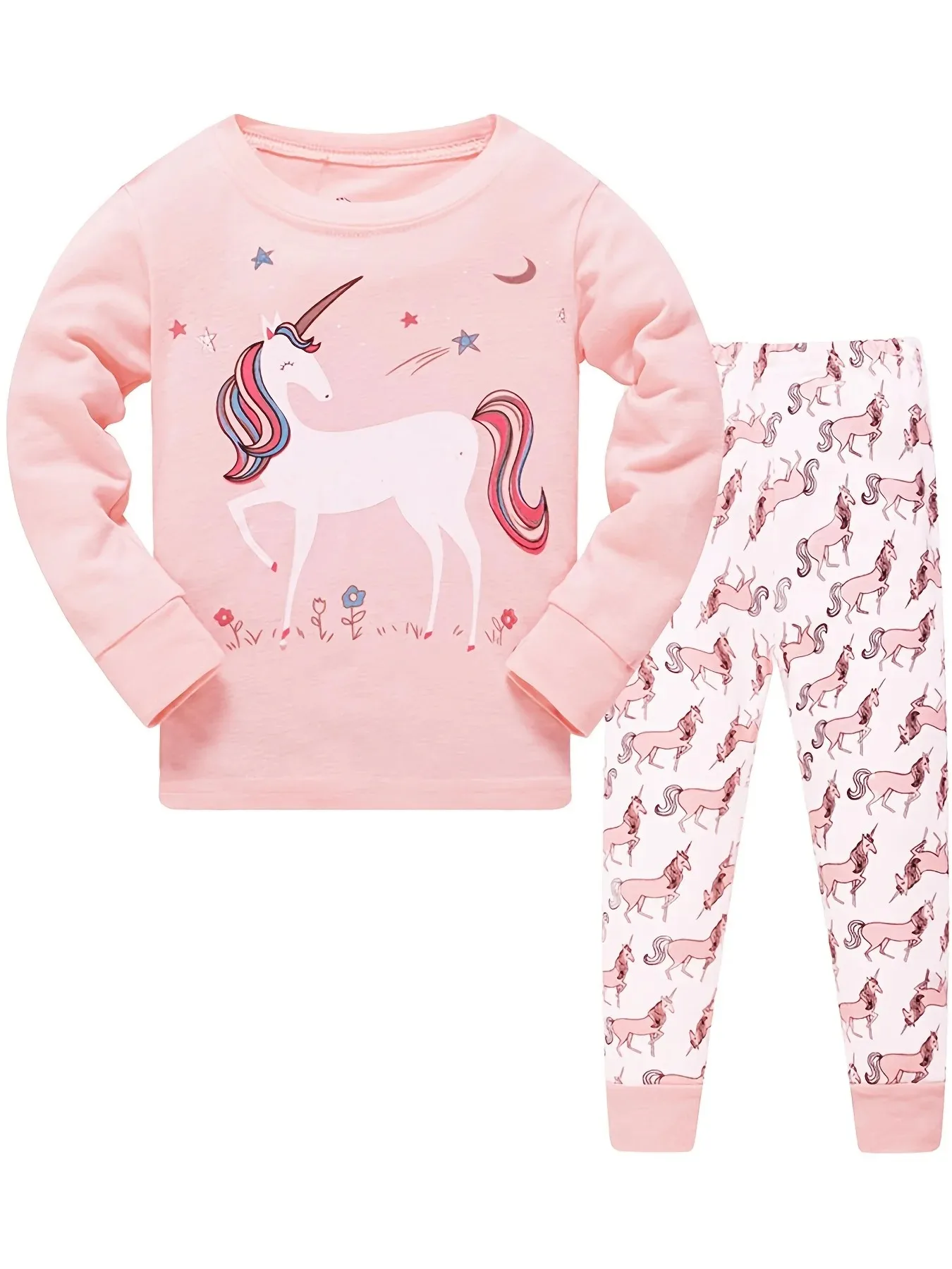 

Toddler Girls 2-Piece Long-sleeved Cartoon Flamingo Pajamas Set