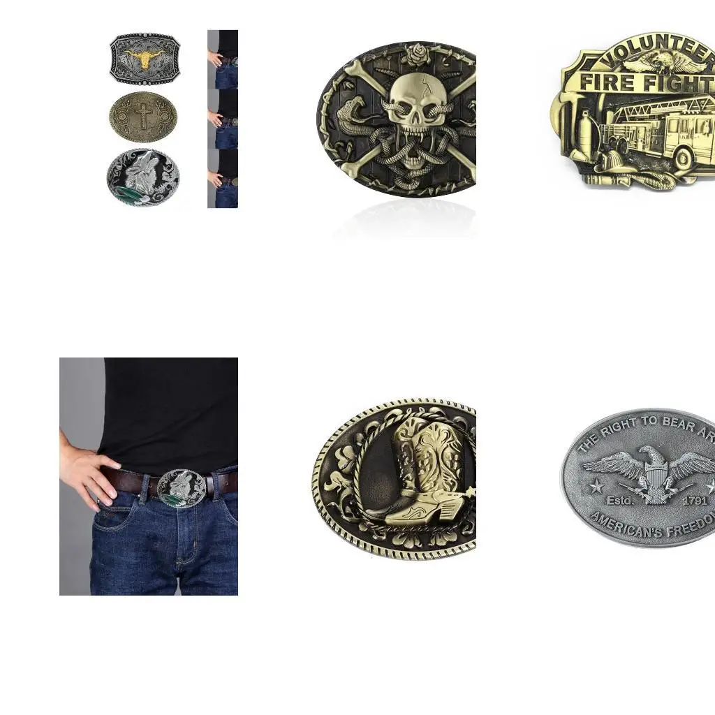 Western Cowboy Relief Belt Buckle Metal Multiple Type Personality Rock Belt Link Buckle Unisex Belt Buckle DIY Supplies