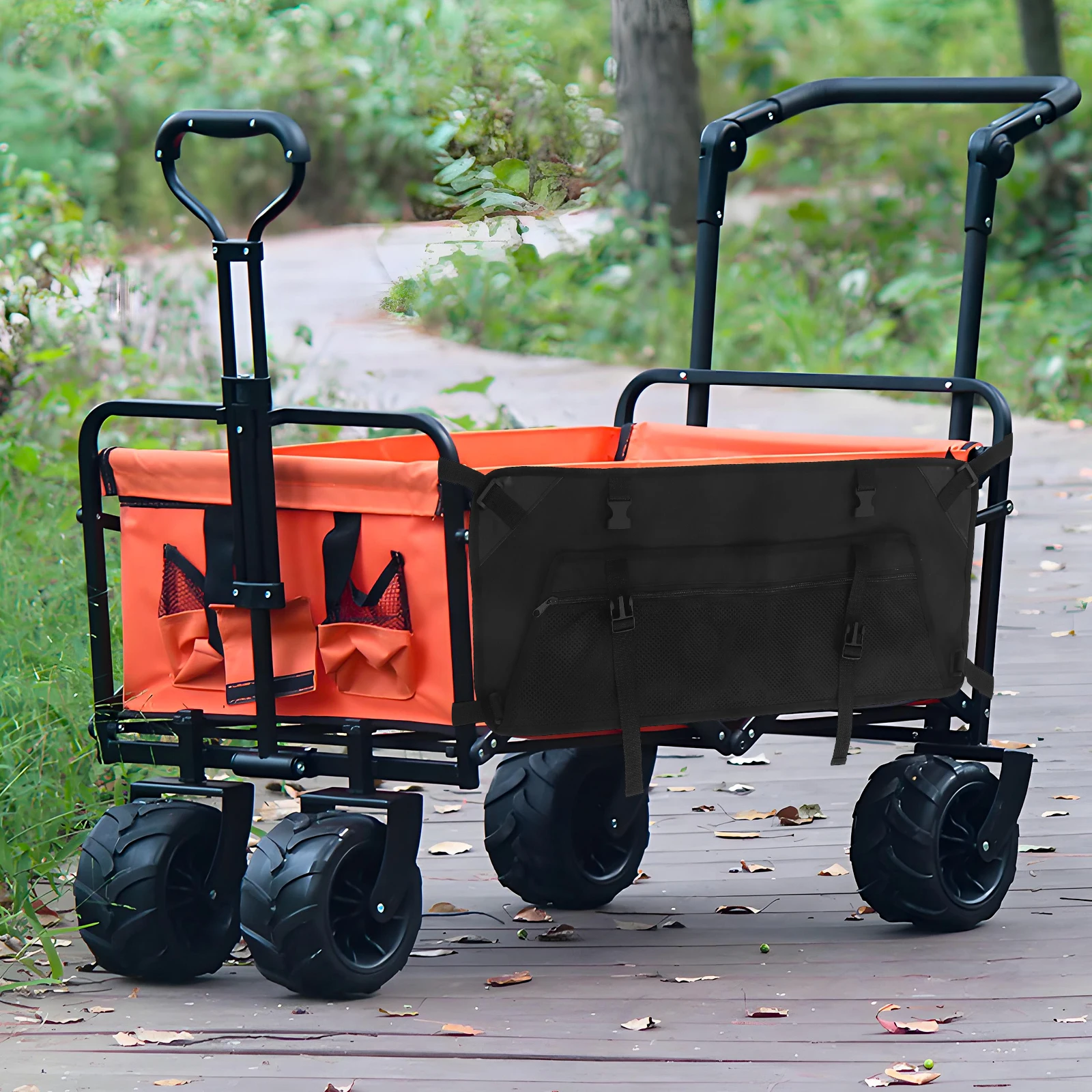 

1Pc Collapsible Outdoor Cart Side Bag Storage Solution Foldable Mesh Organizer for Camping Tools