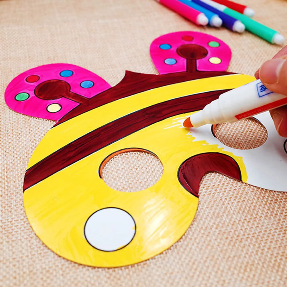 10 قطع DIY جرافيتي ورقة النحل قناع اللوحة الإبداعية قناع الرسم الفارغ للأطفال الفن الحرفية تحسين الخيال #4