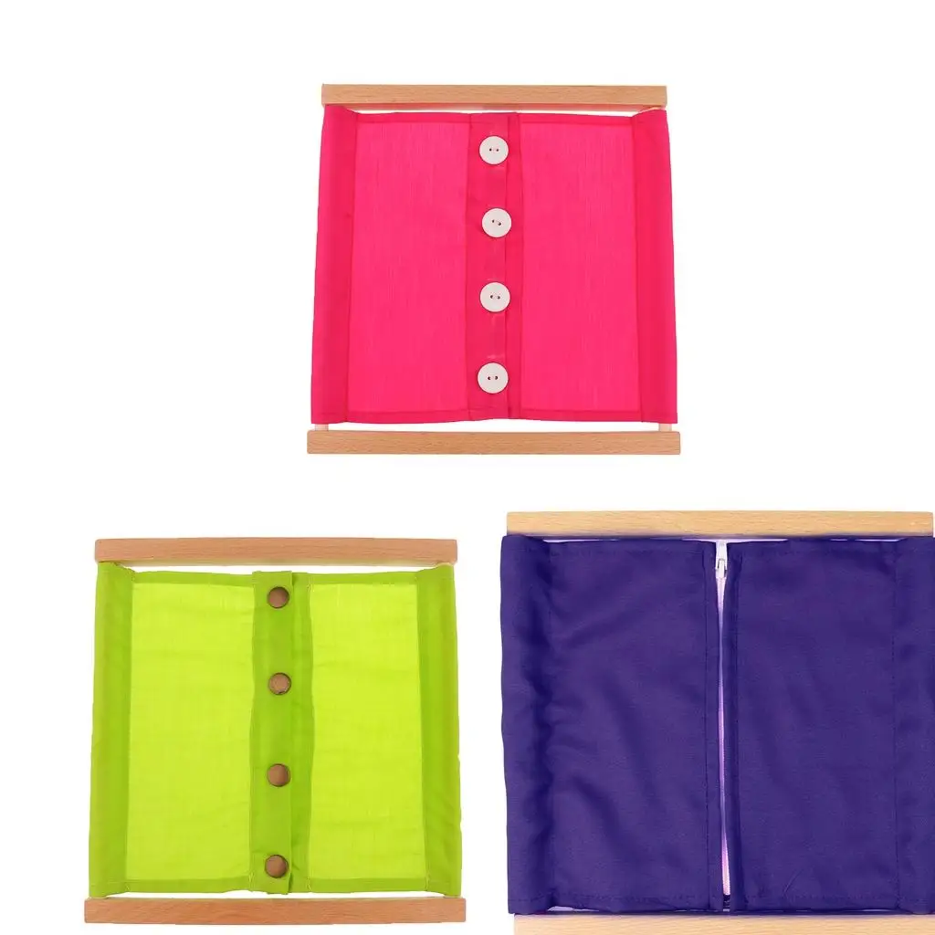 Montessori Practical Life Material Wooden Button and Zipper Dressing Frame Toy for Children’s Learning