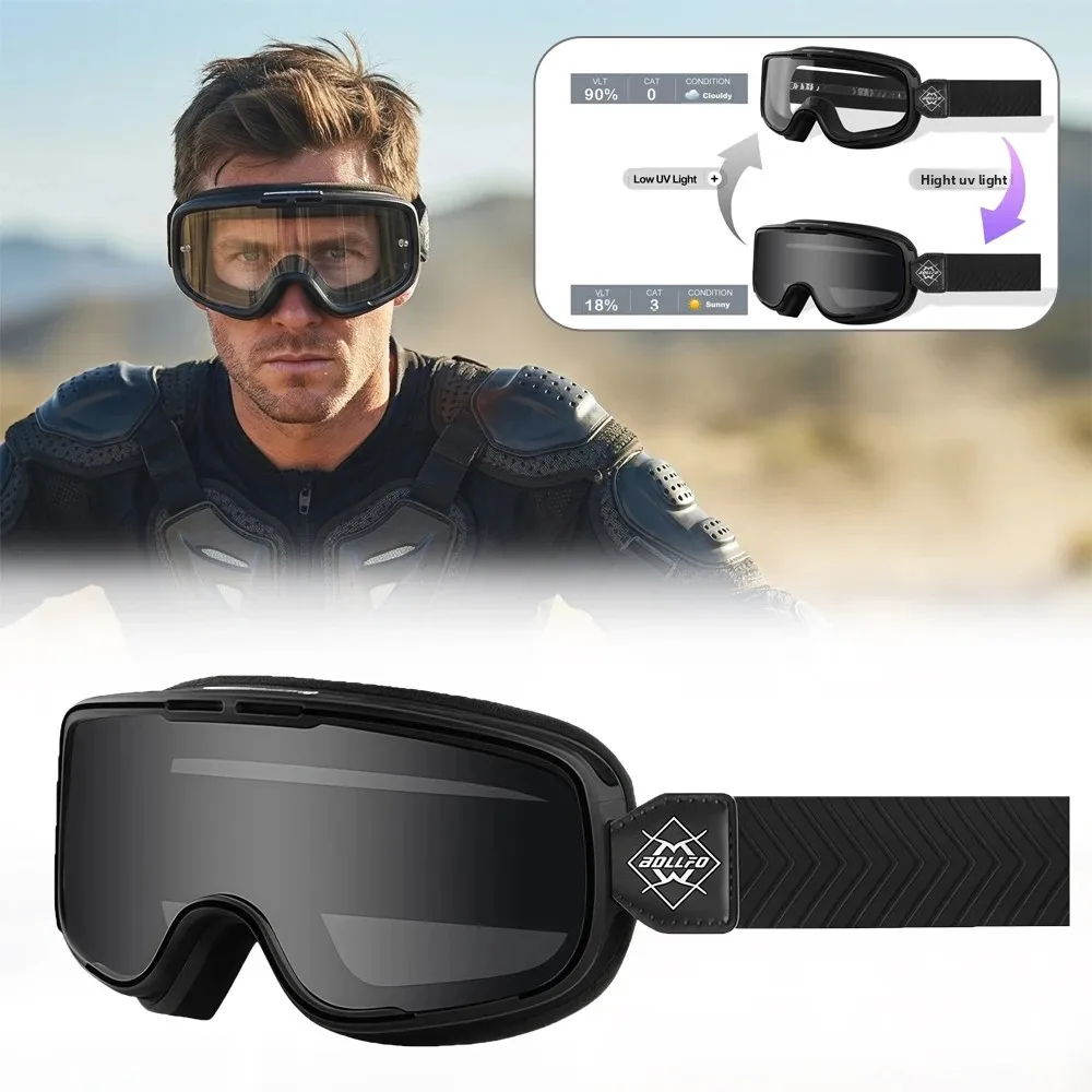 

Очки BOLLFO с фотохромными линзами для мотоцикла, OTG, защита от УФ-излучения, самотонирующиеся, для квадроциклов, ветрозащитные, для мотокросса и бездорожья