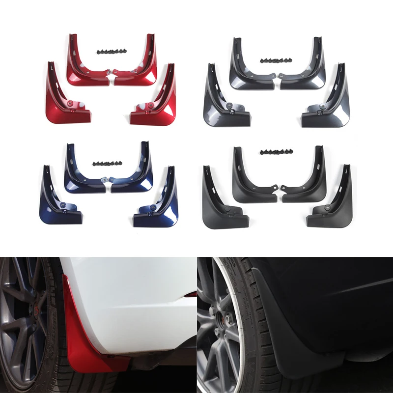 1 Set Car Decor Accessories for Tesla Model 3 2021 Car Splash Guards Fender Mudflap Mud Flaps Car Front Rear Wheel Mudguards Kit