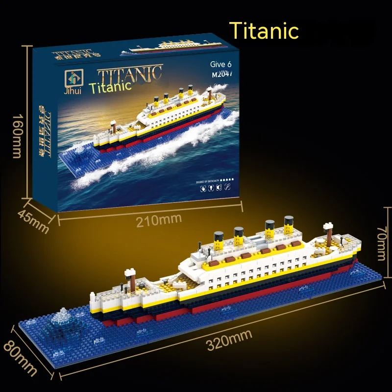 Titanic Giant Ship Boat Building Blocks Luxury Iceberg Cruise Wreck Set Micro City DIY Model Bricks Zabawki Dla Dzieci Prezent Dla Dorosłych