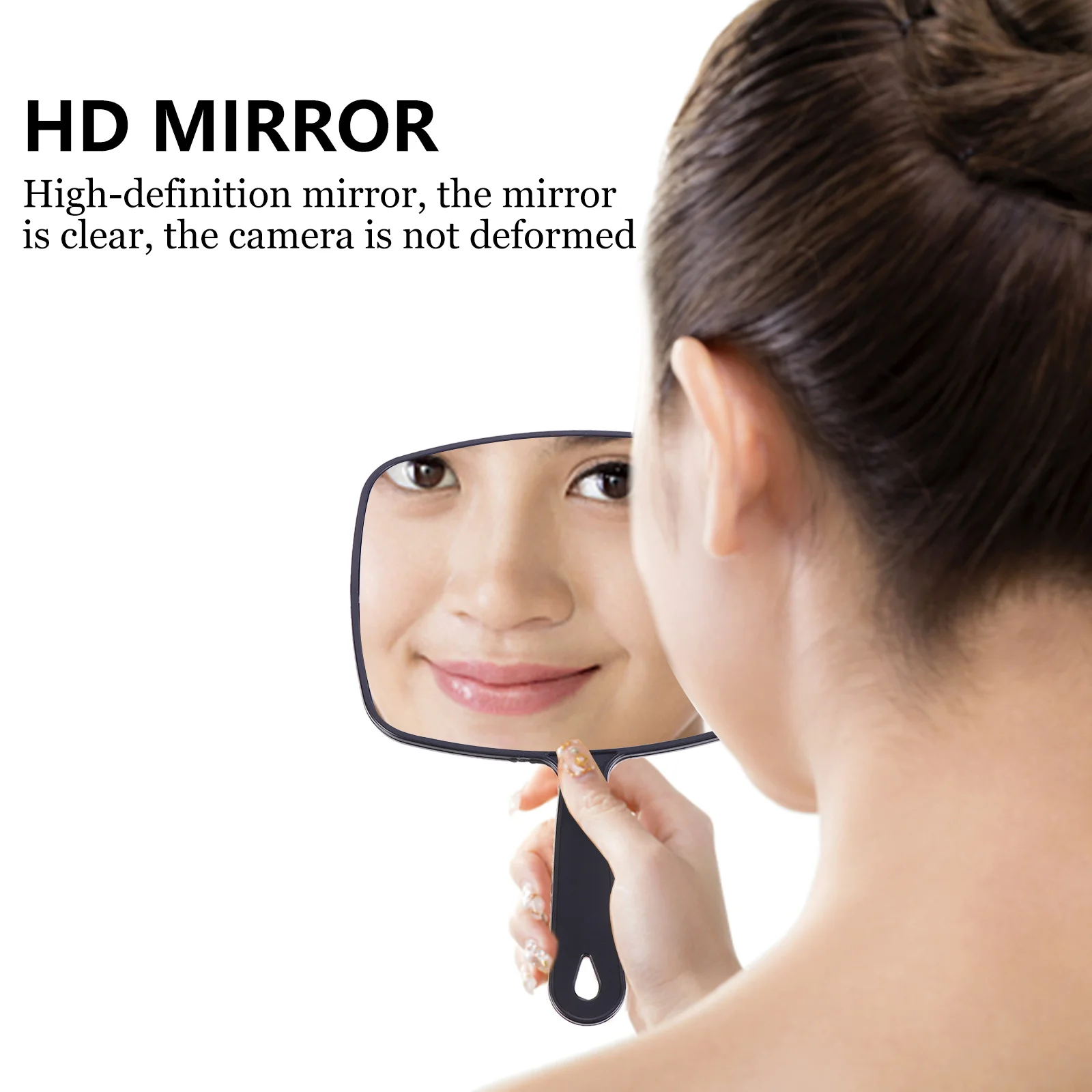 3 個のハンドヘルド化粧鏡 ABS ガラスポータブルミラー耐久性のあるクリアな反射滑らかな研磨使いやすい