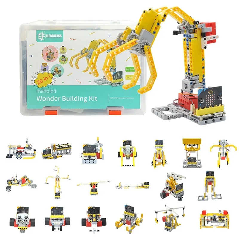 ELECFREAKS Micro:bit 32 IN 1 Wonder Building Kit Wukong Expansion Board for Puzzle Building Blocks Microbit Kids Fun Coding STEM