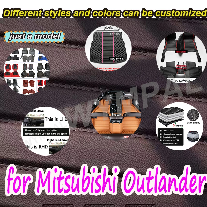 

LUXURY Non-hybrid Vehicle Car Floor Mat For Mitsubishi Outlander cGM 2022 2023 5seat Leather Pads