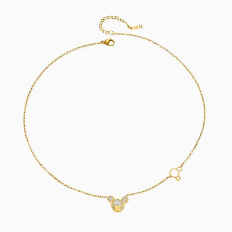 Shell Mouse Pendant Necklace, Real Gold Stainless Steel, Minimalist Collarbone Chain for Women