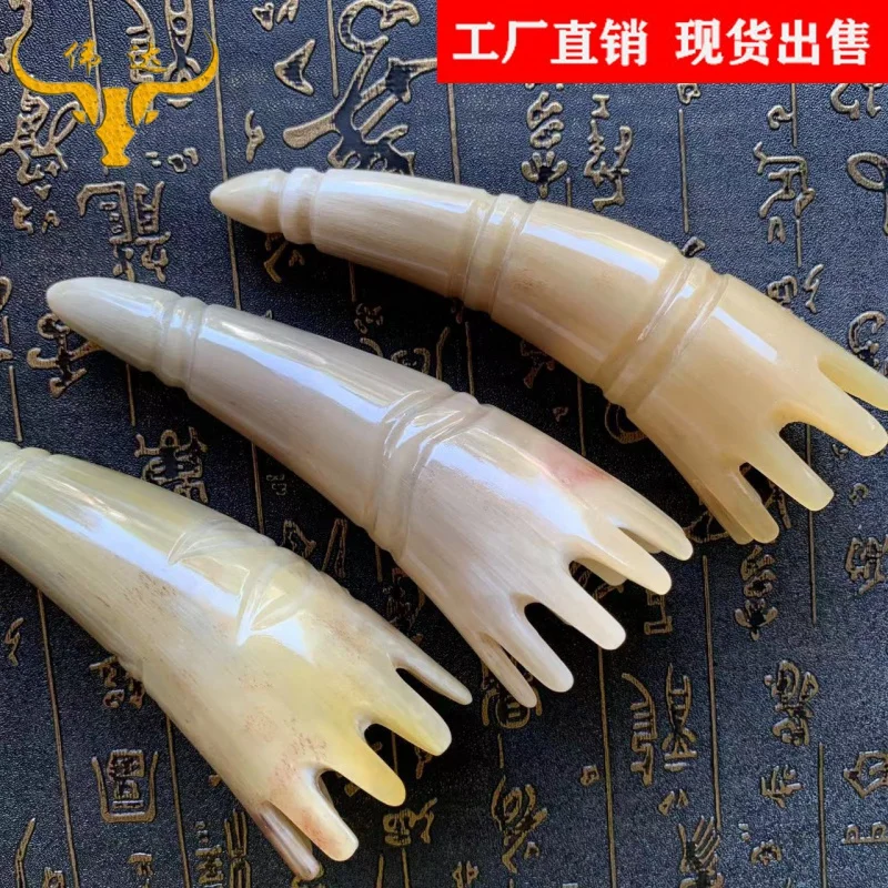 Horn New Shampoo Comb White Yak Skull Tip Shampoo Comb Flower-Shaped Horn Massage Comb Shampoo Comb Sub-Manufacturer