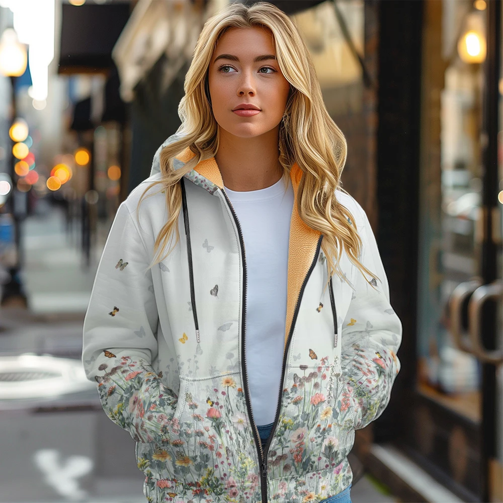 Women's Cotton Jacket,Female Solid Loose Puffer Hooded,Simple Butterfly Print Thick Short Jacket Winter Coat for Women Coats