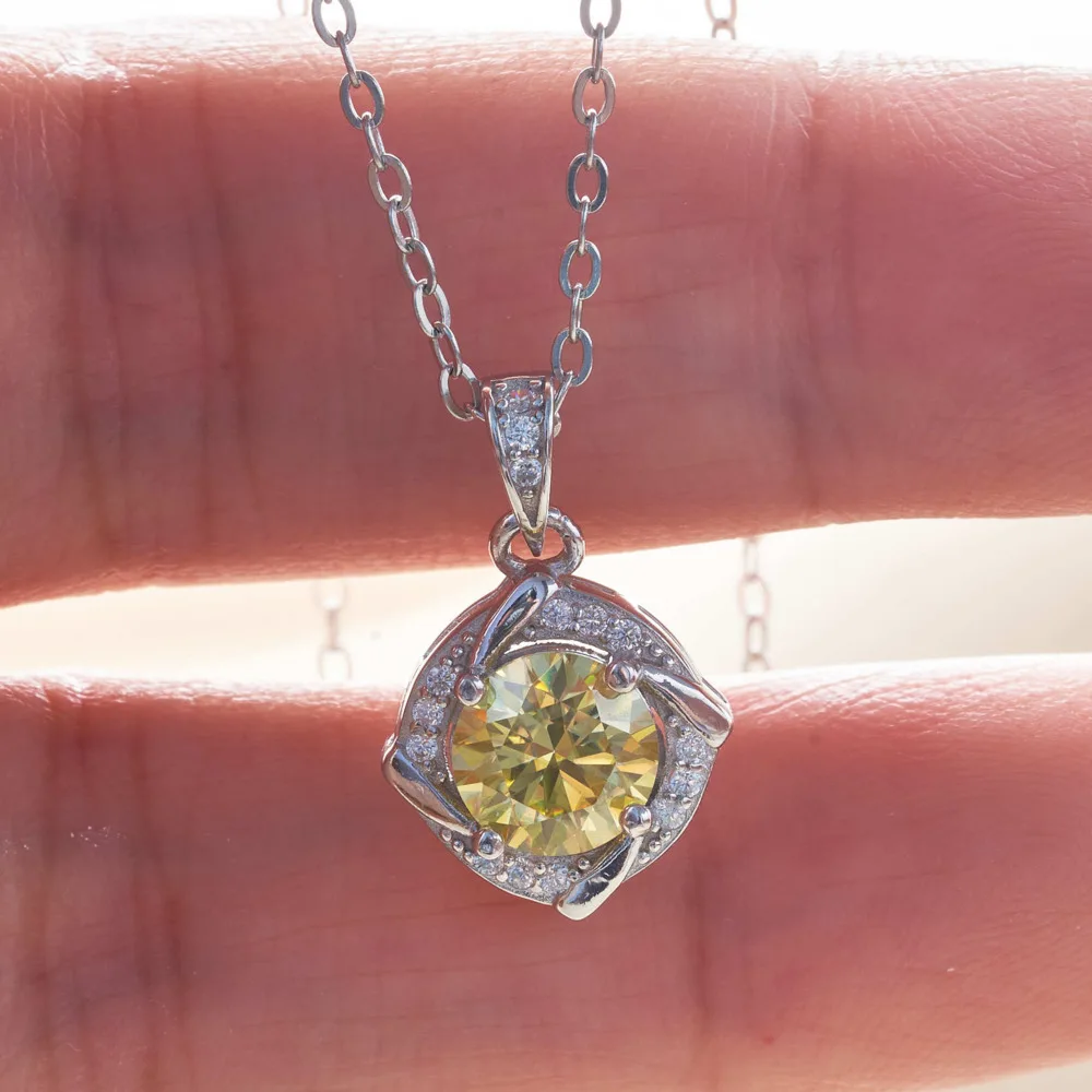 

JellyStory 1 Ct Moissanite Pendant Necklace For Women Top Quality 925 Sterling Silver Wedding Bridal Fine Jewelry GRA Certified