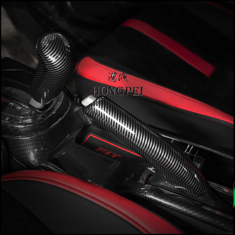 Car Styling For Honda Jazz Fit GK5 AT 2015-2018 Interior Gear Shift Lever Knob Handbrake Cover Sticker Trim Auto Accessories