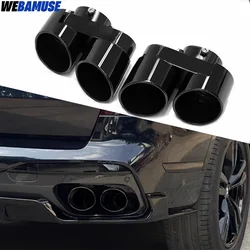 Quad Carbon Fiber Exhaust Tip For BMW G05 X5 G06 X6 G07 X7Muffler Tip Exhaust Pipe System No Welding Nozzle  2019+