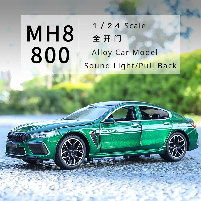 1:24 BMW M8 MH8 800 MANHART Alloy Car Model Diecast Metal Toy Vehicles Car Model Sound and Light High Simulation Kids Gift