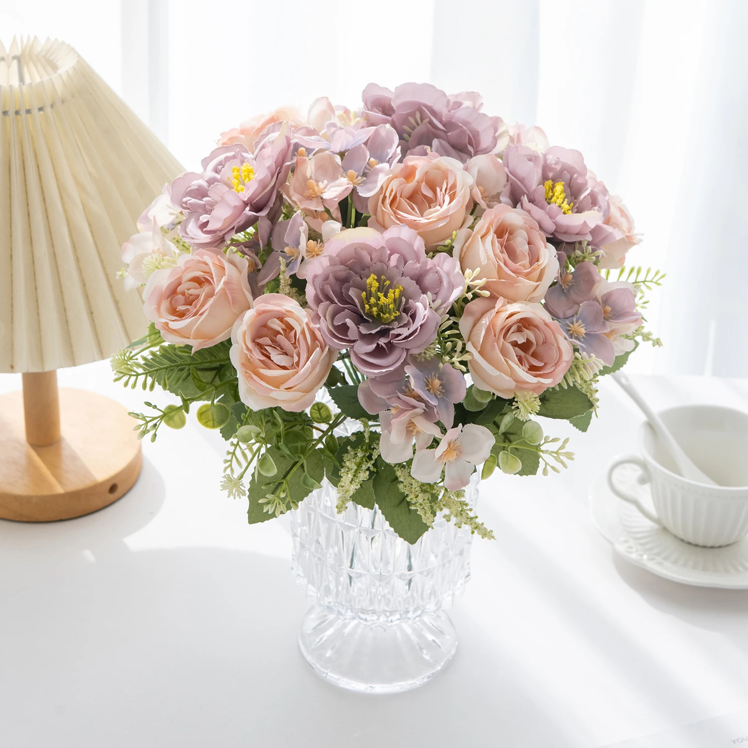 Künstliche Seidenblume Pfingstrose Bestickte Kugel Heim-Vasendekorationen Outdoor-Garten Valentinstag Hochzeit Braut DIY Foto-Requisiten