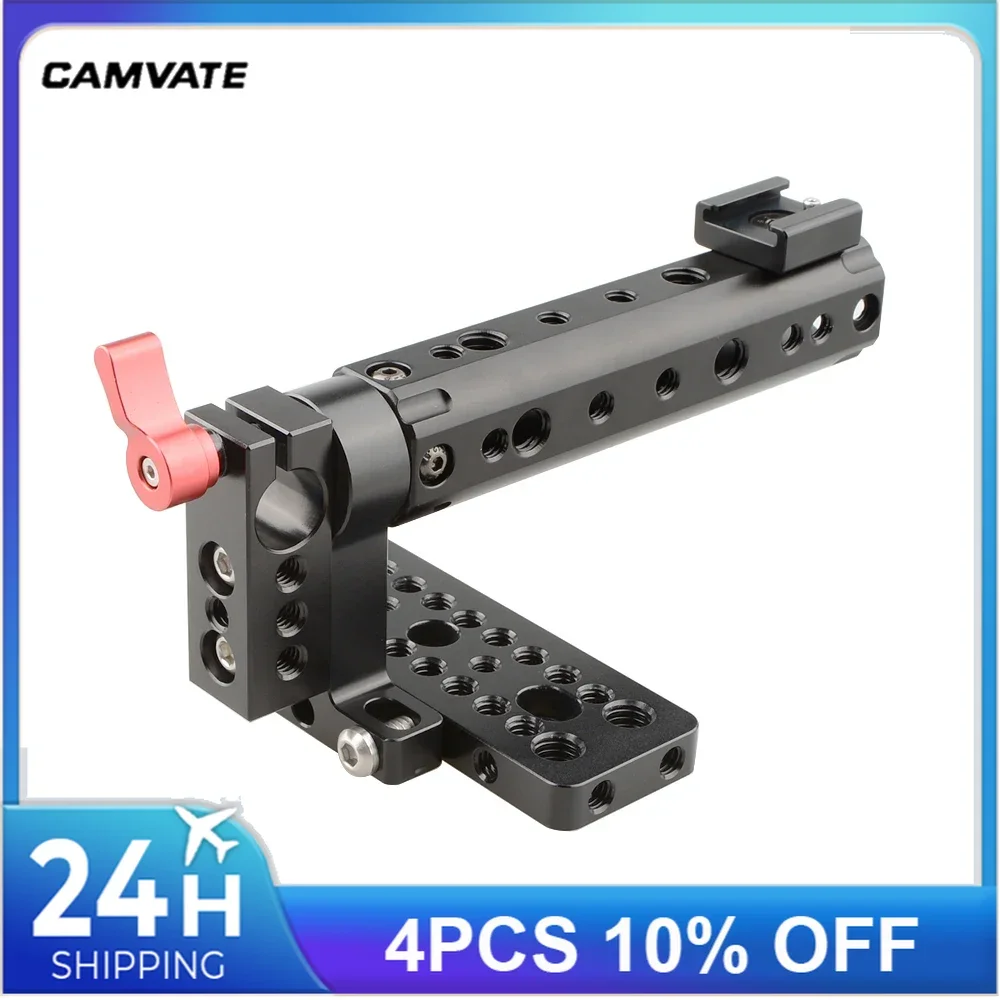 CAMVATE Camera Top Handle Grip With Shoe Mount & 15mm Rod Clamp & Top Cheese Plate For BlackMagic BMCC Cinema Camera Cage Rig