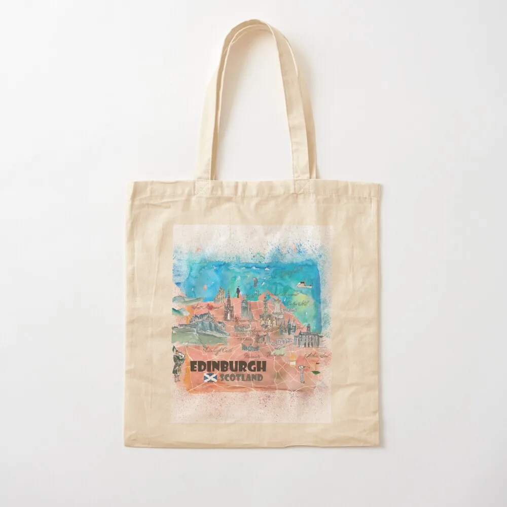 Edinburgh Scotland Travel Poster Favorite Map Tote Bag Canvas bags woman 2025 ecological bags shopping trolley bag