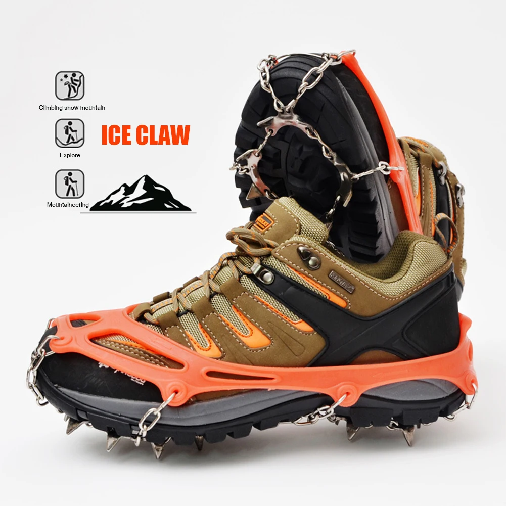 1 Pair 13 Teeth Outdoor Climbing Non-slip Ice Snow Gripper Spike Cleats Crampons