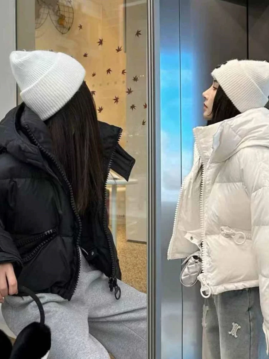 

Slimming Thickened Autumn Winter Cotton Jacket Warm Bread Style down Coat White Padded Zipper Closure Long Sleeve Women's Out...