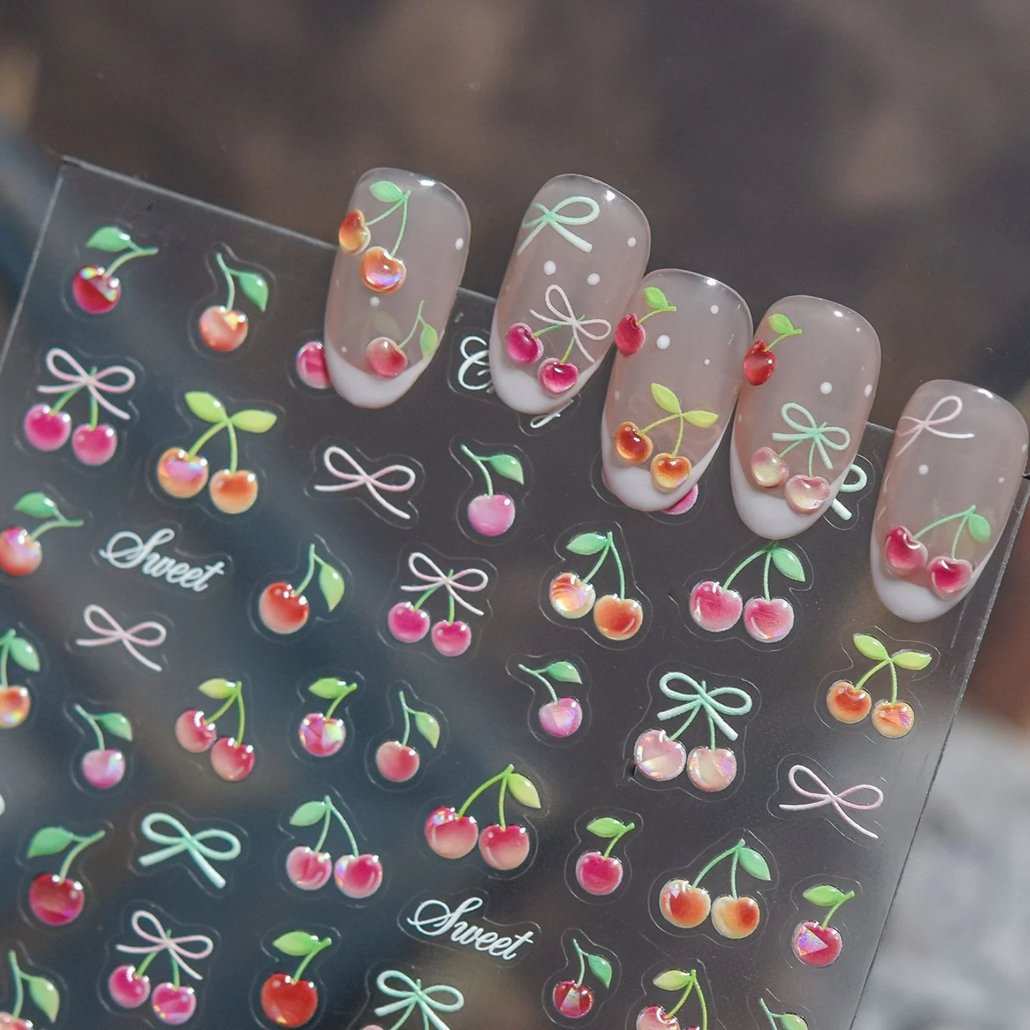 Adesivos de Unha 5D Jelly Fofo - Nail Art Red Cherry avaliação e preço