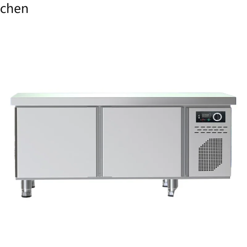 refrigerated workbench freezer frozen stainless steel console refrigerator  fresh-keeping cabinet kitchen milk tea shop