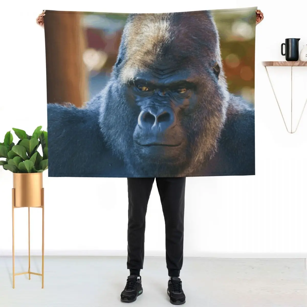 Gorilla Look Throw Blanket Sofas Cute Flannel Luxury for babies manga Blankets