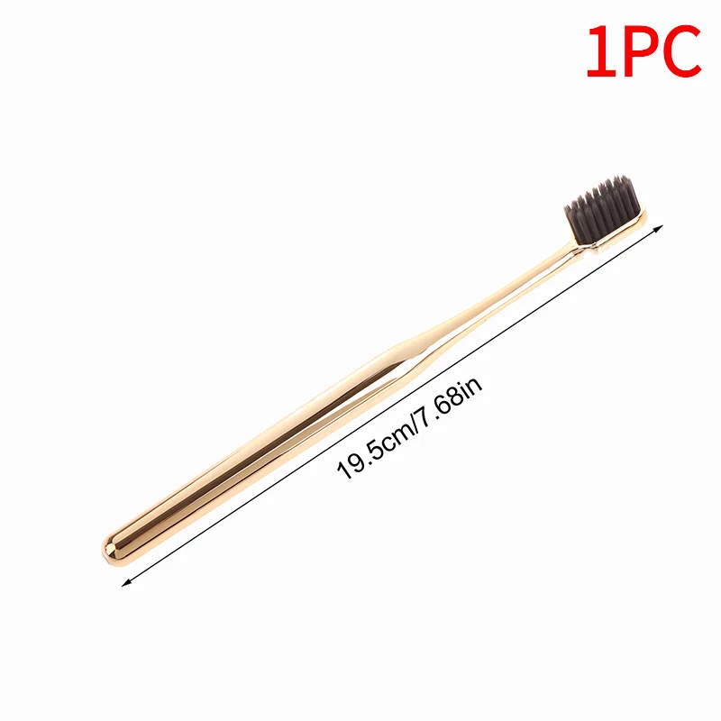 1Pc Luxury Soft Toothbrush Men Women Adult Tooth Brush Electroplate Gold Silver Color Dental Brushes Toothbrushes.
