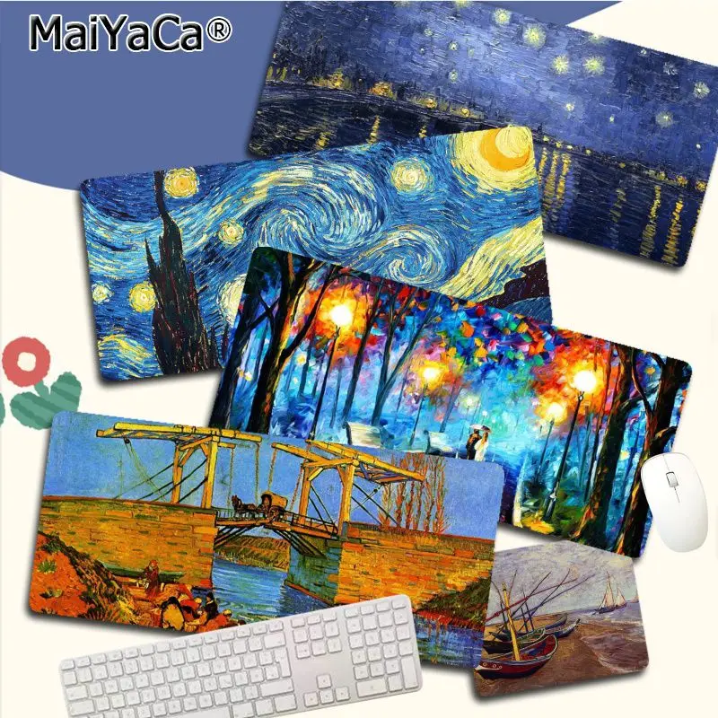 

Famous Van Gogh New Large Mouse Pad PC Computer Mat Size For Large Edge Locking Game Keyboard Pad