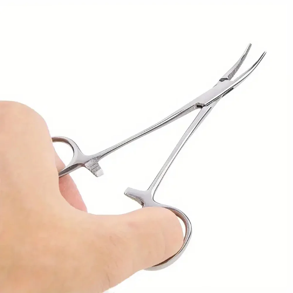 1pc Stainless Steel Hemostatic Forceps Surgical Forceps Tool Hemostat Locking Clamps Forceps Fishing Pliers Curved/Straight Tip image 3