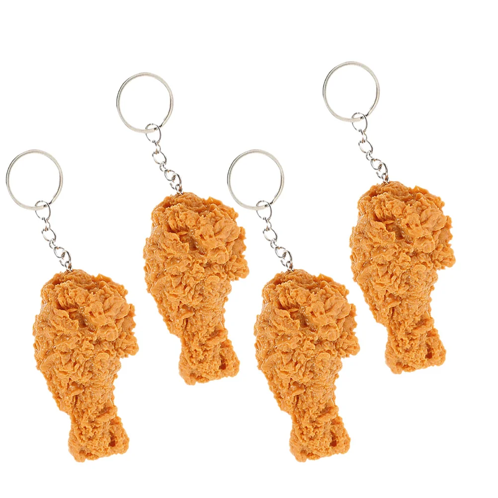 

4 шт., брелок с куриной ножкой, игрушка, искусственная еда, забавные цепочки, тема, реплика петуха из ПВХ