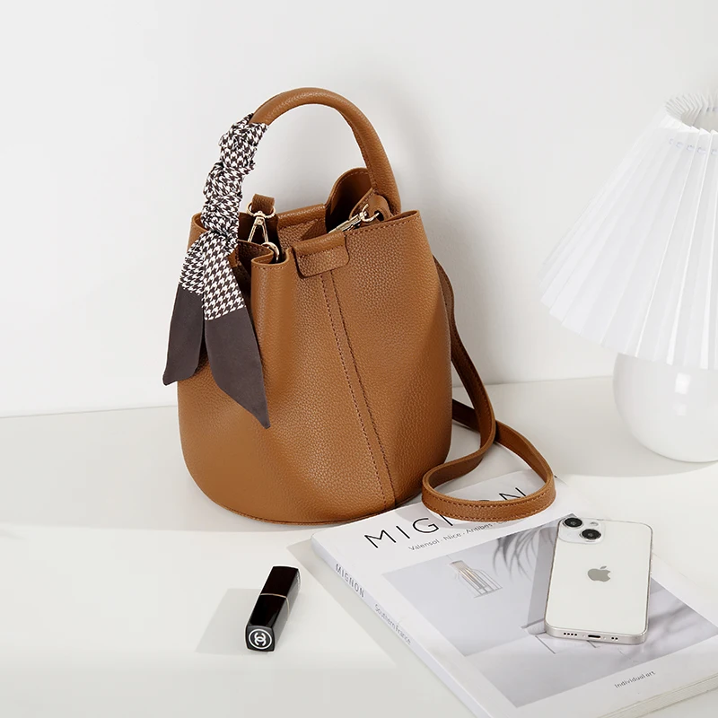 

Bucket Bag Tote Handbag Designer Handbag Ladies Shoulder Bag Crossbody with Storage Bag Inside Free Scarf Strap