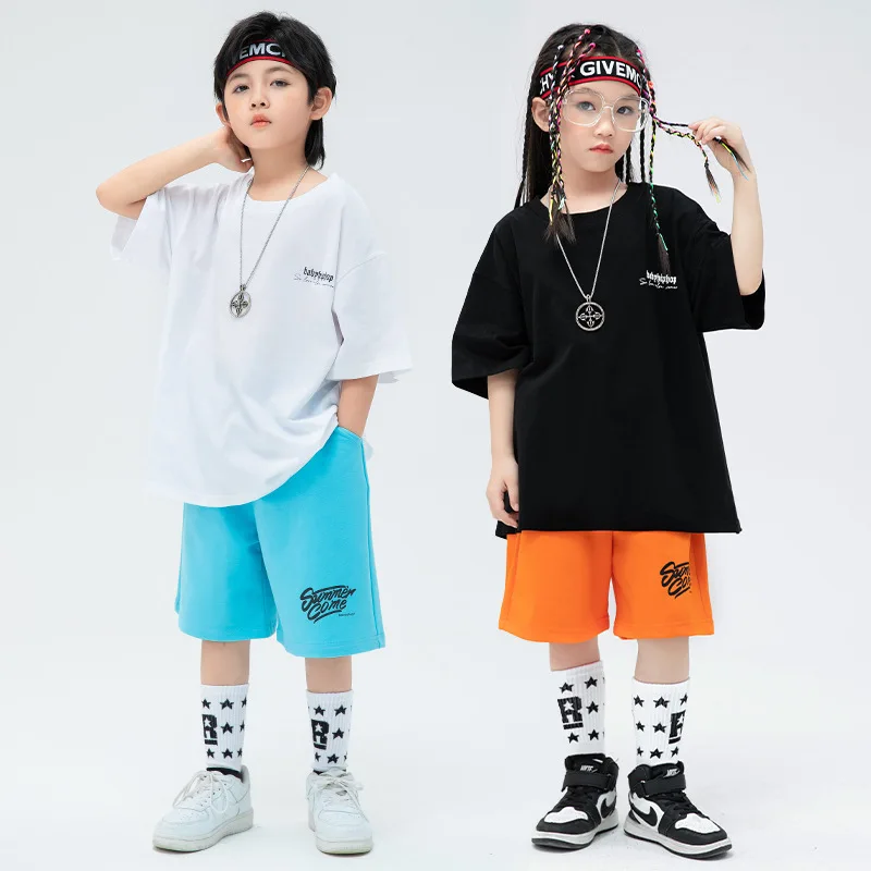 Kid Hip Hop Clothing Checkered Graphic Tee T Shirt Top Wide Casual Summer Shorts for Girl Boy Dance Fancy Costume Clothes