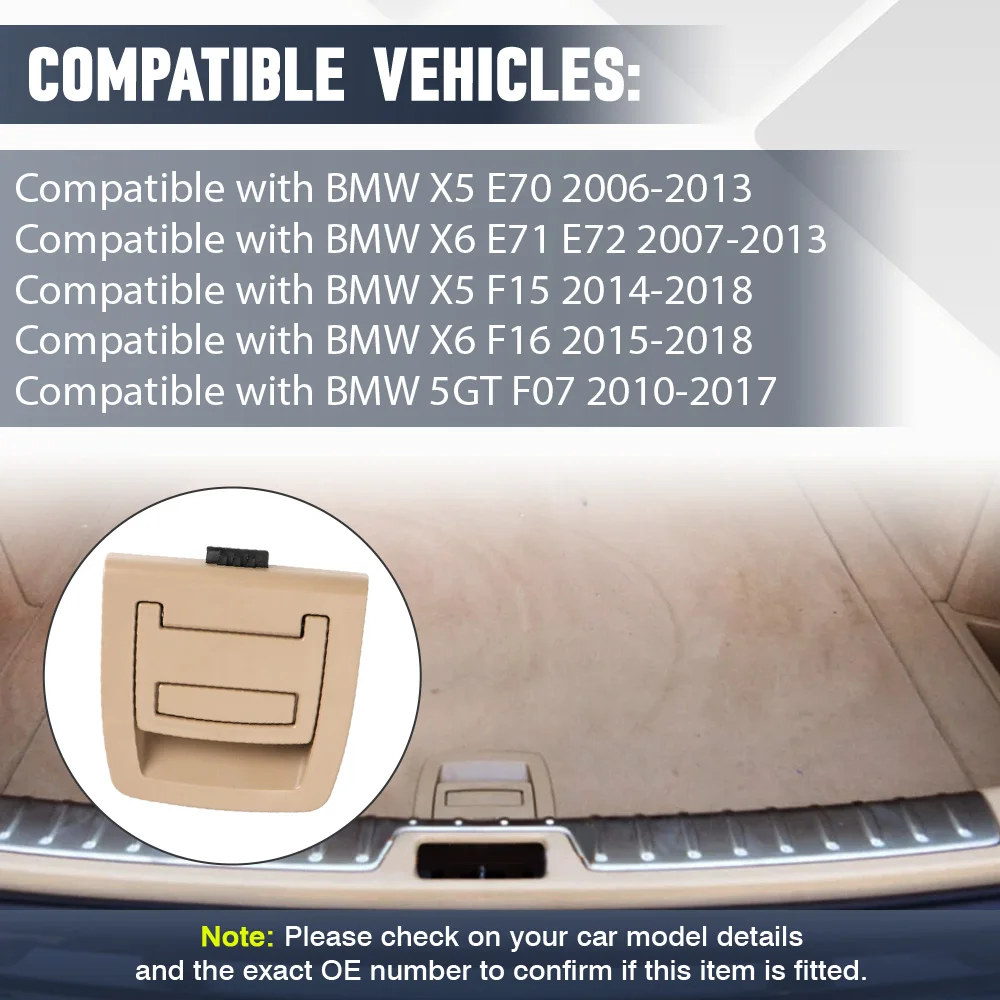 

Car Rear Trunk Tail Cover Bottom Plate Mat Floor Carpet Trunk Handle for BMW X5 E70 X6 E71 2006-2013 51479120283 51479120283