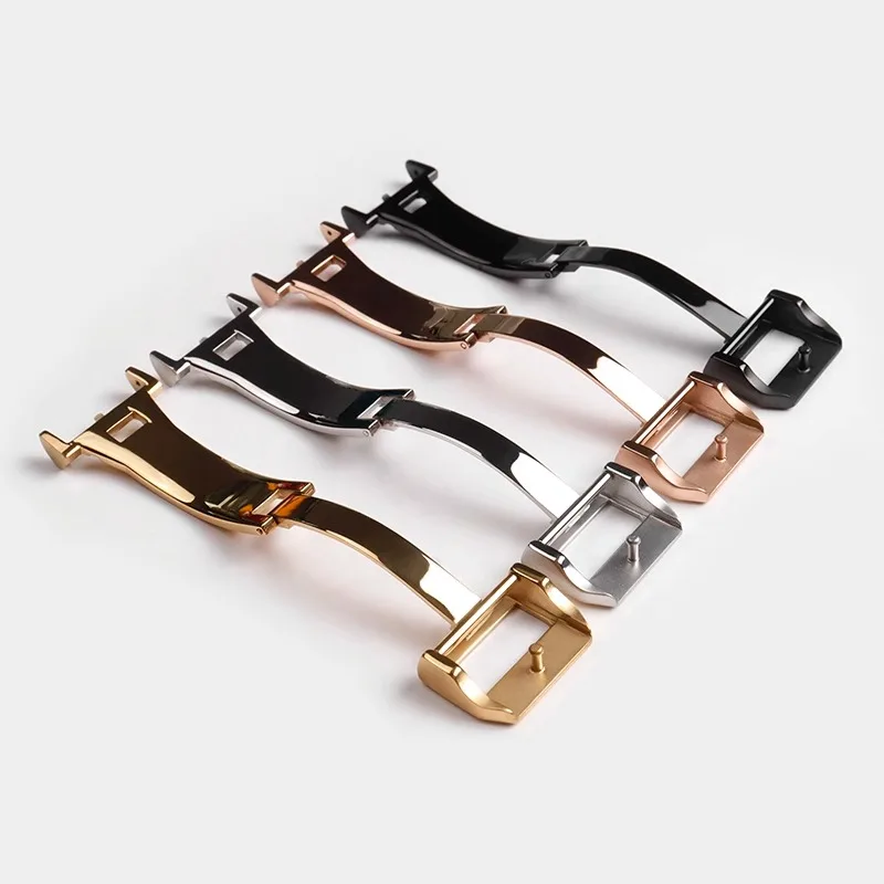 Per orologio da pilota IWC Le Petit Prince Cintura Fibbia di ricambio in silicone Mark 18 Cinturino portoghese Fibbia pieghevole in acciaio inossidabile