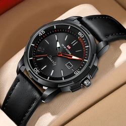 VA VA VOOM Black Leather Military Watch With 46 mm Large Dial Quartz Movement Business Style Casual Fashion Outdoor Sports Watch