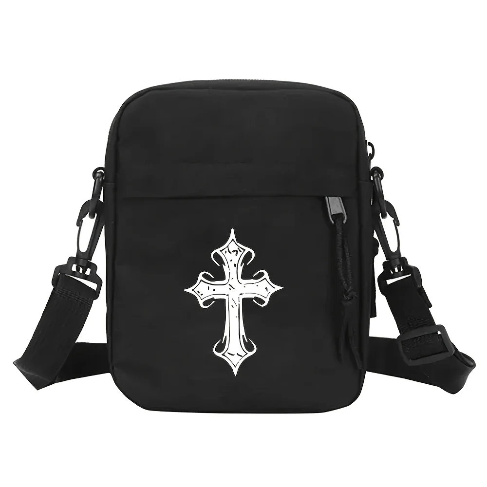 Stylish Cross-printed Messenger Bag Multi-pocket Shoulder Back Mobile Phone Bag Suitable for Daily Travel Small Messenger Bag A1