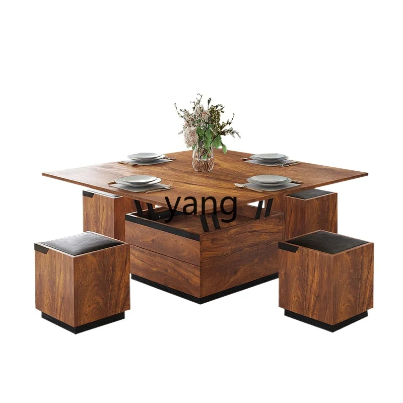 

LXL Multi-Functional Coffee Table Dual-Use Living Room Small Apartment Foldable and Hoisting Tea Table Household