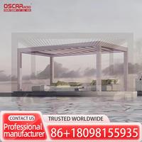 Sliding Door Window Outdoor Aluminum Gazebo Manual Adjustable Louvered Roof  Bioclimatic Sheltered Area Sunshade for Garden Pati