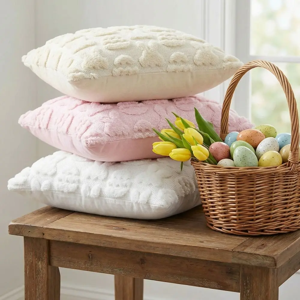 

Наволочка с мультяшным пасхальным кроликом, квадратная, съемная, мягкая плюшевая, моющаяся, для дивана, декоративная