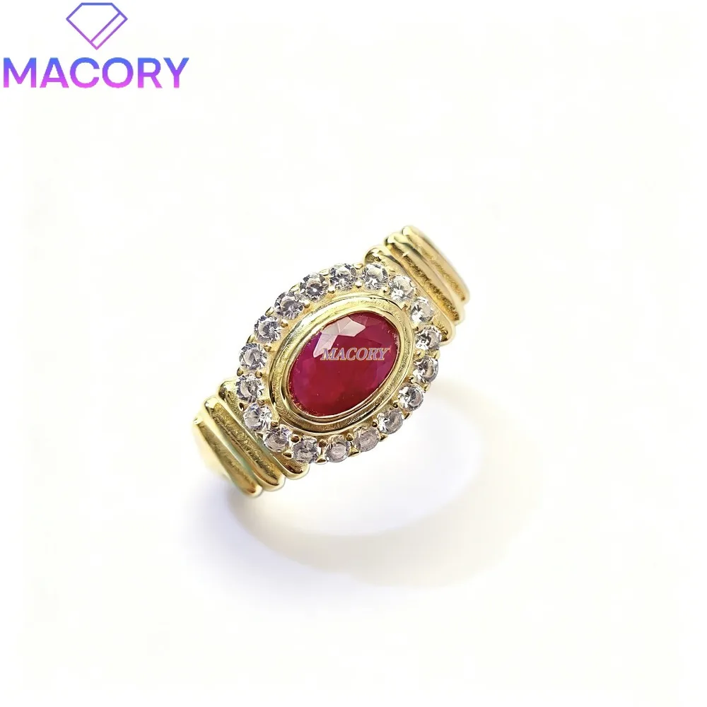 Natural Ruby Ring S925 Pure Silver Ring Women's Luxury Exquisite Jewelry Accessory Bright Color Holiday Gift First Choice