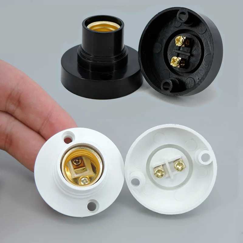 

5pcs Plastic E14 White black Base Lamp power Socket Led Light Bulb Holder Base with Hole for Wire, Screw Lamp Socket Holder M20