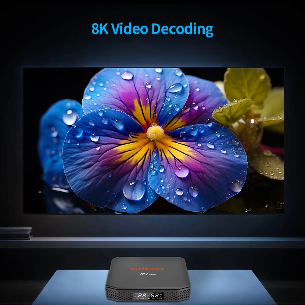 GTMEDIA GTX Combo LAcam 4K/8K فك تشفير Android 9.0+DVB-S2/T2/C2 2GB+32GB TV Box يدعم LACAM/CCAM/M3U، CA&CI+Slot، SATA-HDD، BT4.1