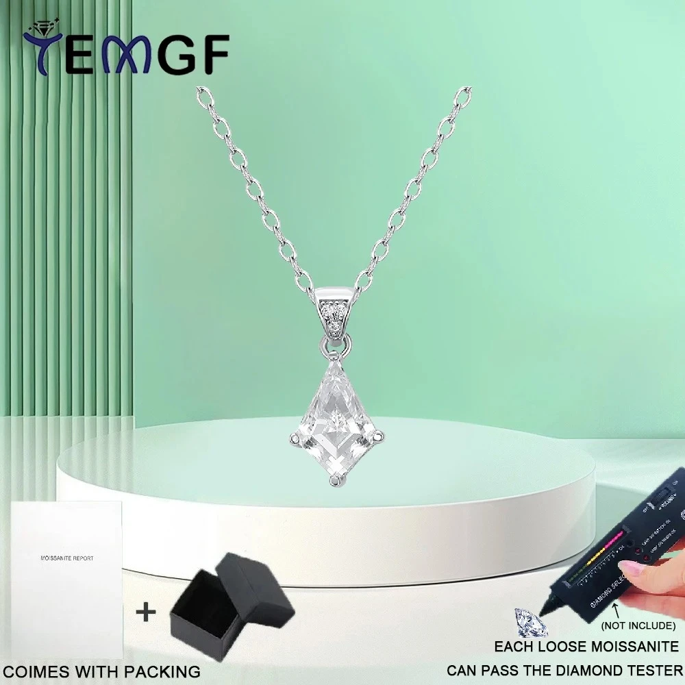 

TEMGF 2CT Moissanite Pendant Necklace for Women Engagement Wedding Luxury Fine Jewelry With GRA S925 Sterling Sliver Chain Gift