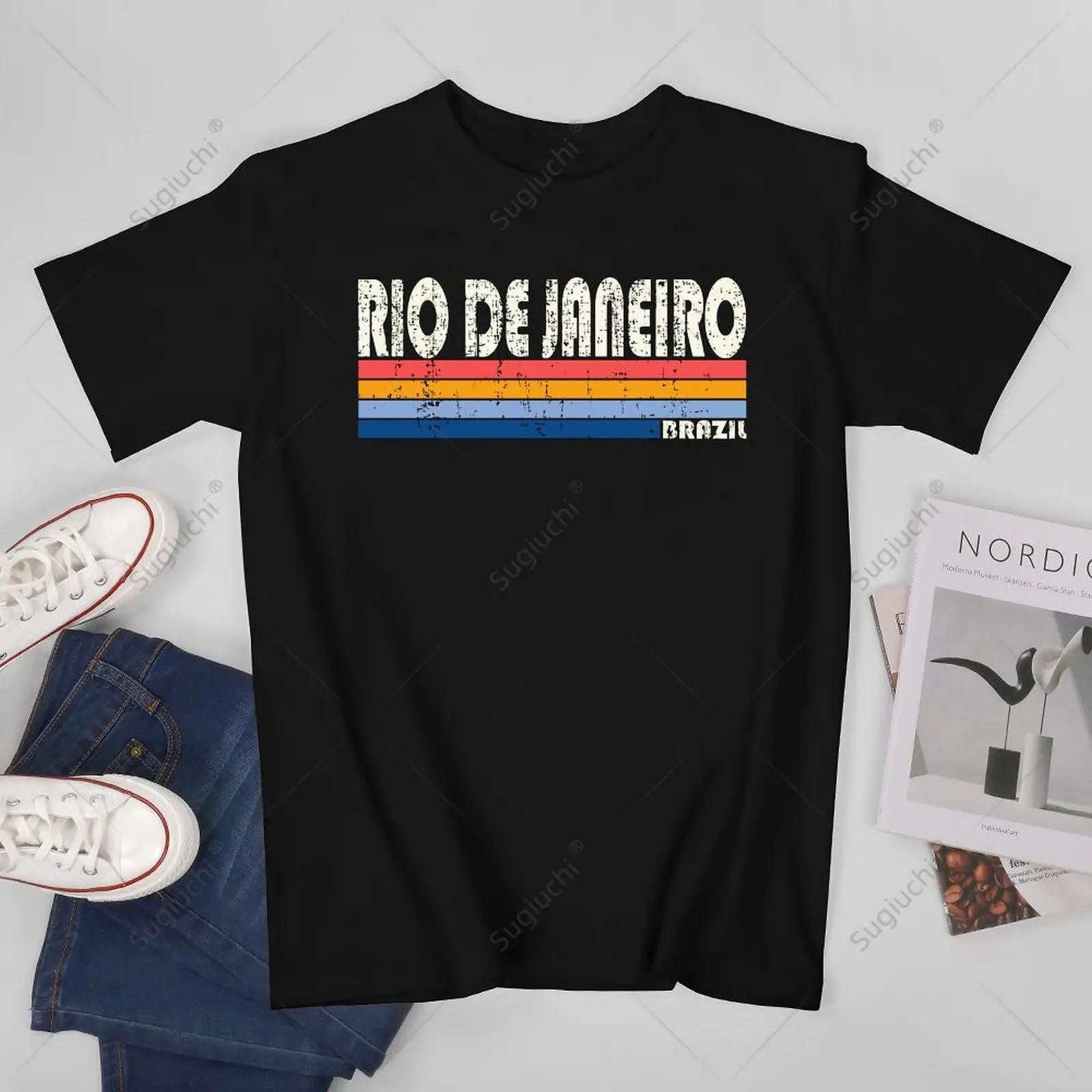 Unisex Men Vintage 70s 80s Style Rio De Janeiro Brazil Tshirt Tees T Shirts Women Boys 100% Cotton T-Shirt