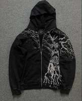 American Pain Brand Retro Black Sports Hoodie Oversized Printed Men's High Street Couple Hoodie Y2K Sports Jacket