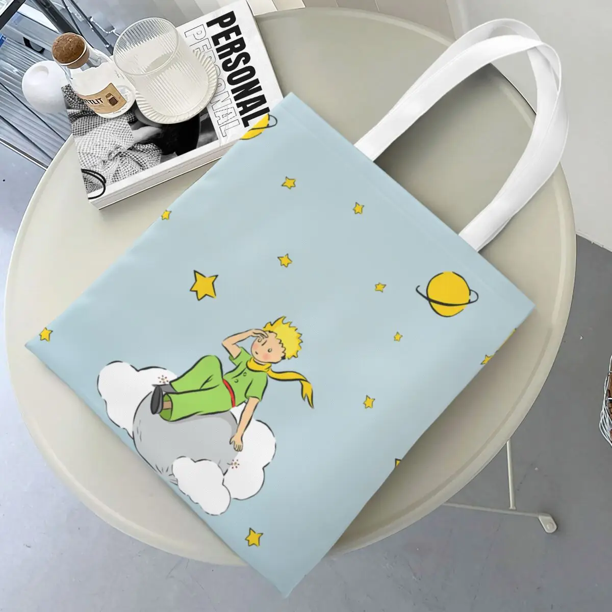 Le Petit Prince-Bolsa de lona feminina, ecologicamente correta, de grande capacidade, bolsa de compras, o pequeno príncipe, diária