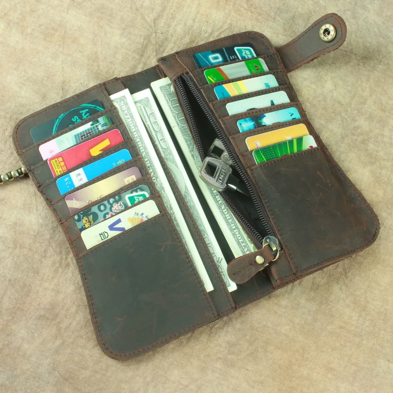 กระเป๋าสตางค์ผู้ชาย Anti-Theft Dragon Design กระเป๋าสตางค์ VINTAGE หนัง Cowhide แท้ตั๋ว Key Holder เก็บการ์ดกระเป๋า