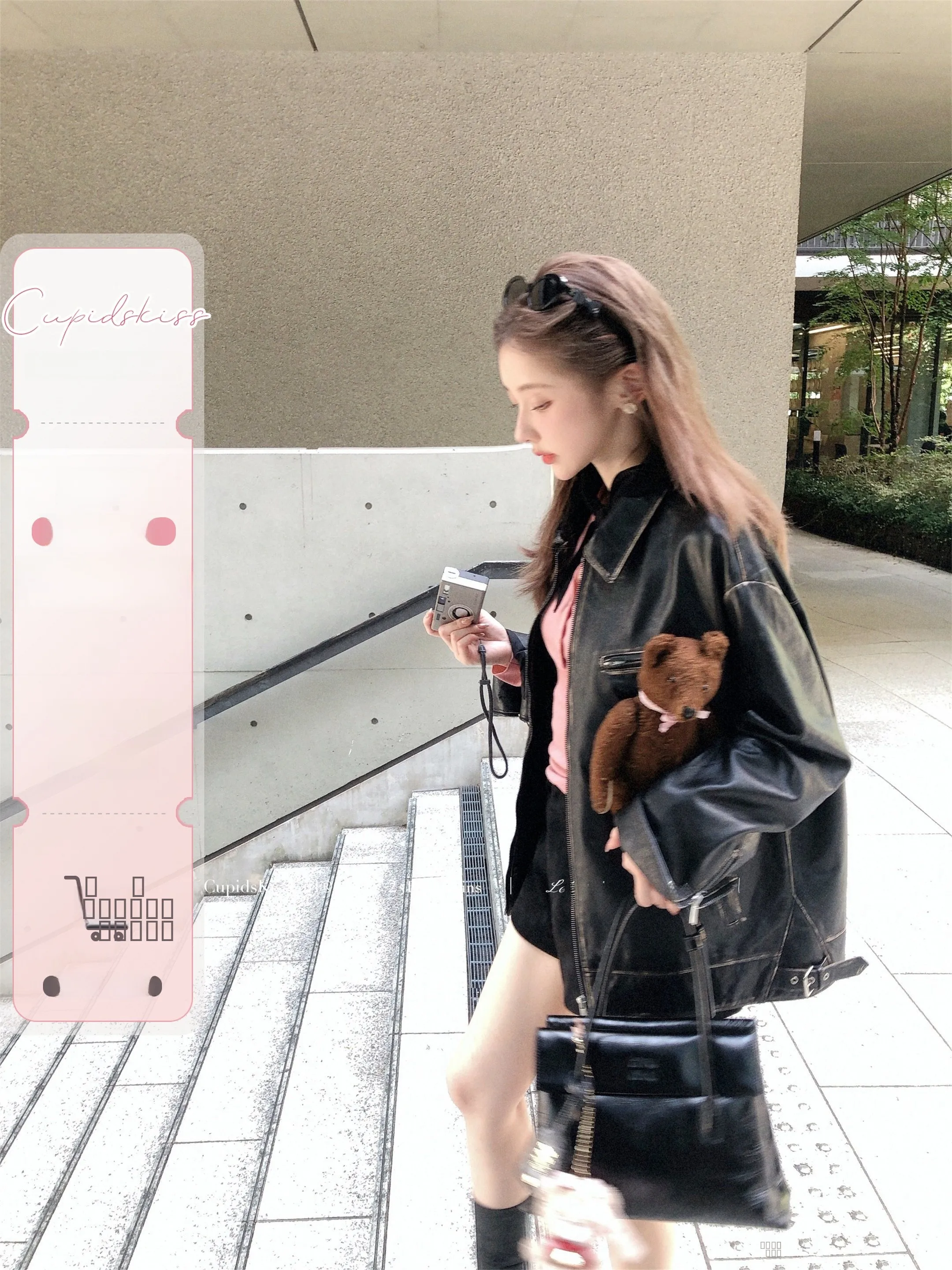 

CSK Cupid Classic Retro Leather Jaet eepskin Faded Color Collar Zipper Warm Long Sve Youth Casual Faion Coat