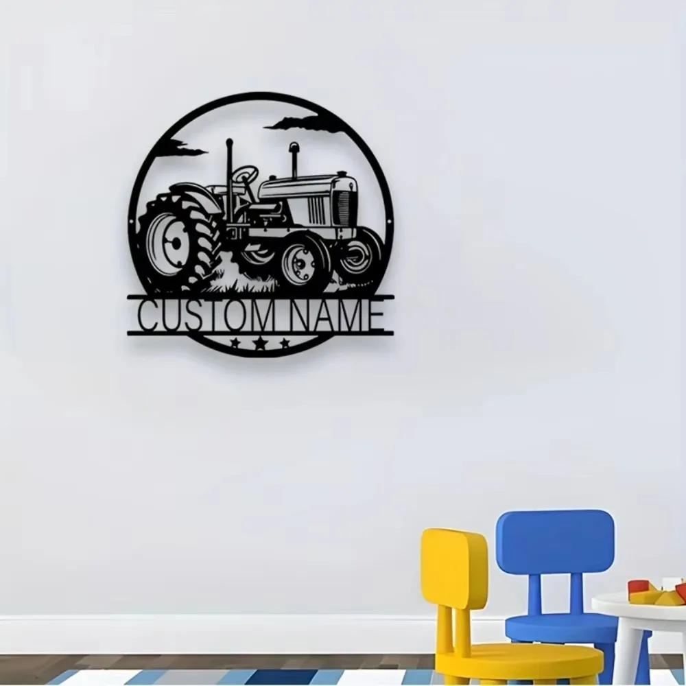 Housewarming Gift Idea 1pc Tailored Metal Wall Art Personalized Hollow Tractor Sign with Custom Name for Porch or Living Room