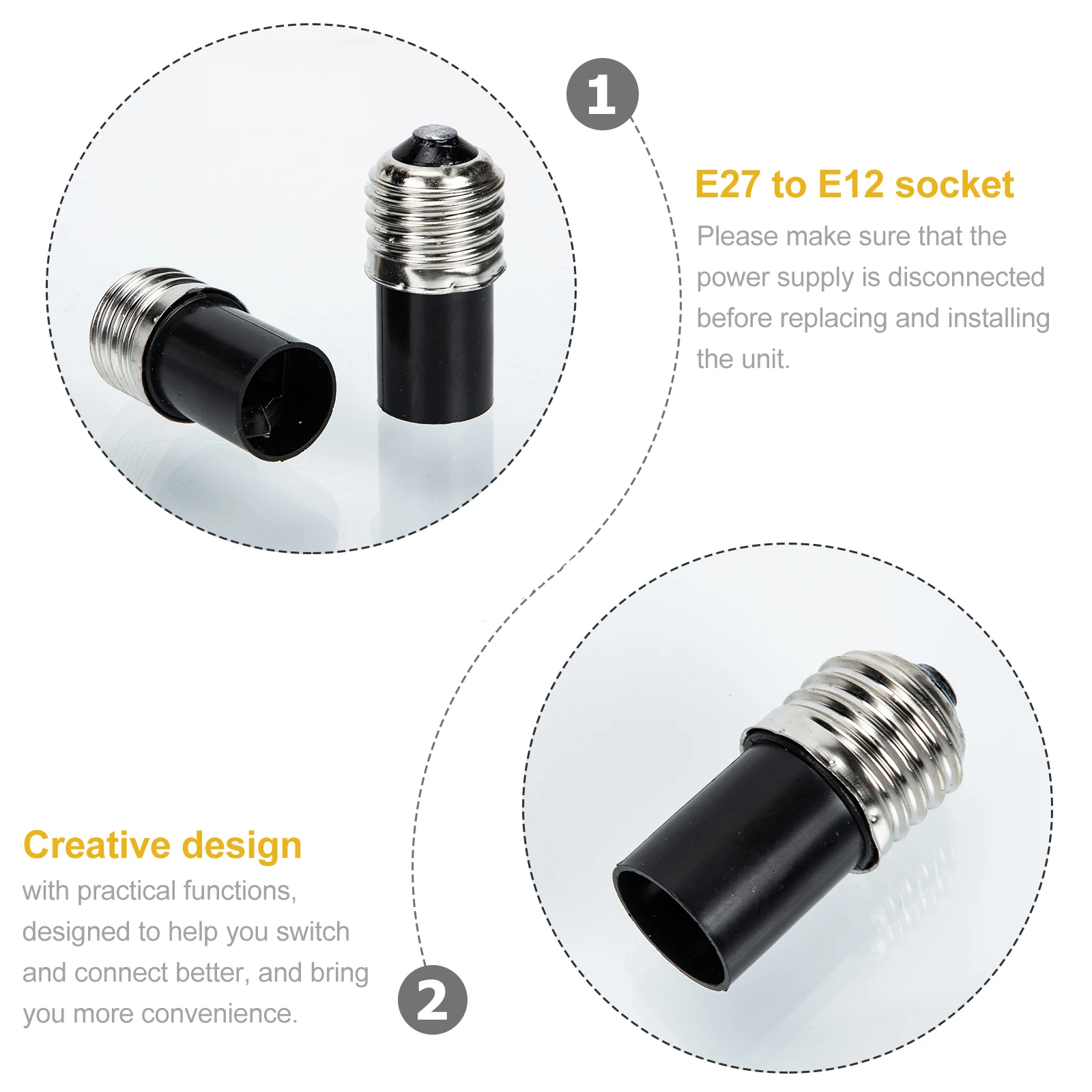 

6 Pcs E27 to Lamp Adapter Convert Head Lightbulb Socket Black Iron Nickel Plated Solderless Holder